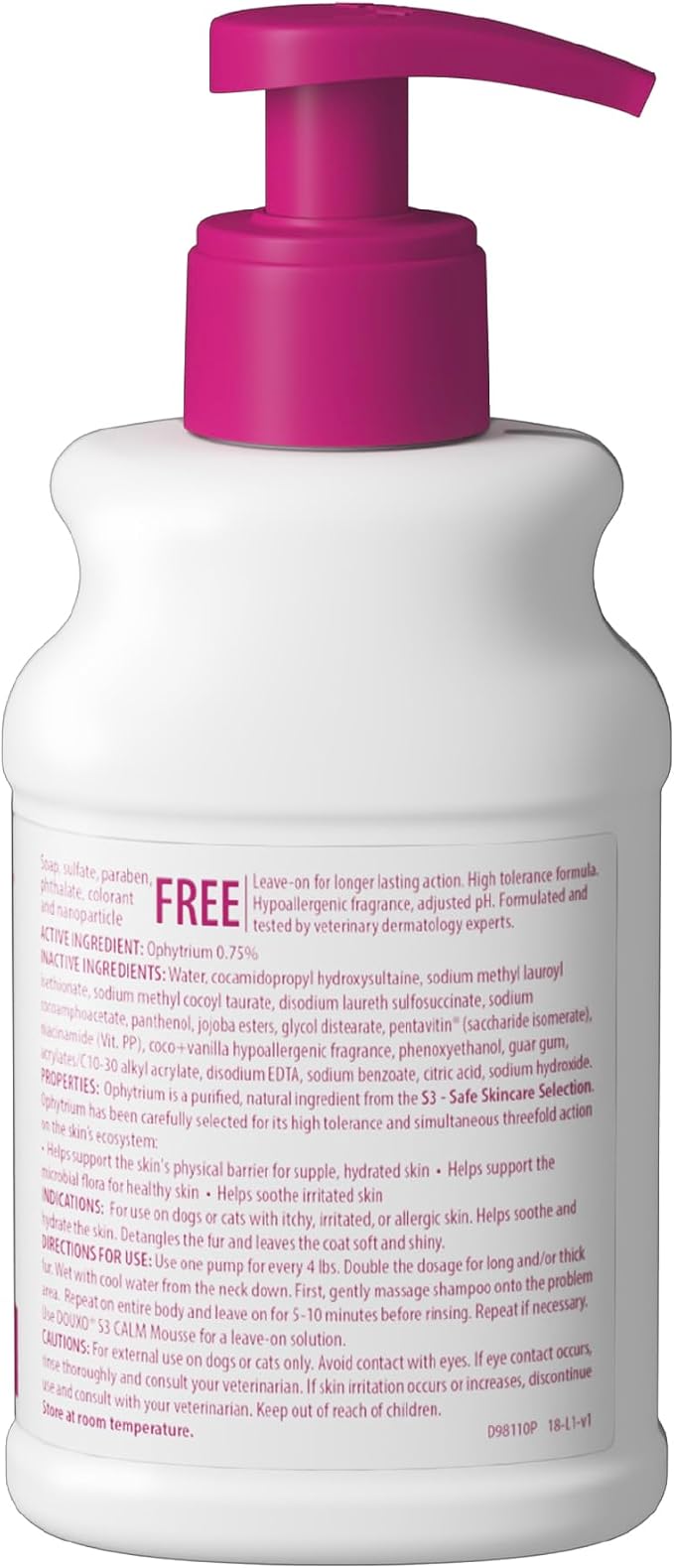Douxo S3 Calm Dog Shampoo for Itchy Skin Relief, Dog Shampoo for Allergies and Itching, Soothes Itchy, Irritated or Allergic Skin For Dogs and Cats, 6.7 fl oz
