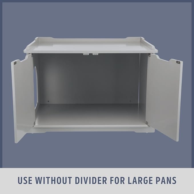 Trixie XL Furniture Litter Box Enclosure (Gray), Hidden Litter Box for Cats with Openings on Either Ends & Large Ventilations Slots, Double Doors for Easy Cleaning, Removable Divider