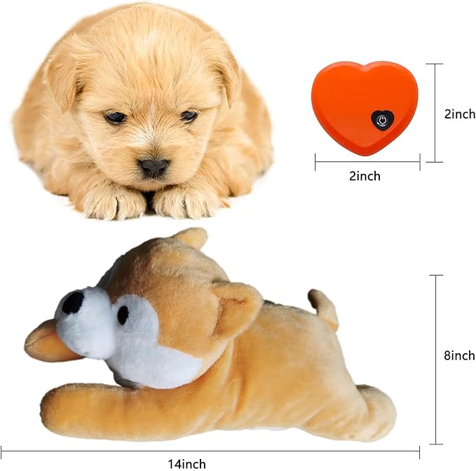 HonourHope Dog Heartbeat Toy for Anxiety Relief, Dog Soft Plush Toy Pet Calming Puppy Behavioral Training Aid Pet Companion Pillow for Puppy Cat Kitty - Shiba