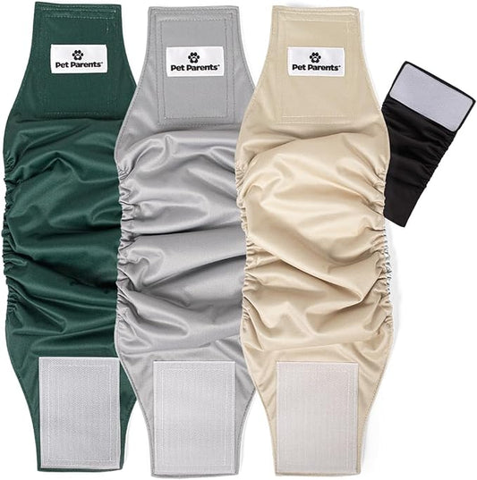 Pet Parents® Washable Belly Bands for Male Dogs (3pack) + Extendrs® of Durable Dog Diapers Male, Premium Male Dog Diapers & Dog Wraps (X-Large, Spruce)