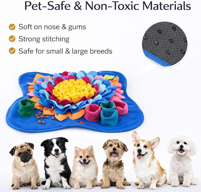 Dog Snuffle Mat - Slow Feeder for Dogs, Interactive Feeding Mat for Mental Stimulation & Anxiety Relief, Non-Slip Washable Pet Enrichment Toy for Small & Large Dogs