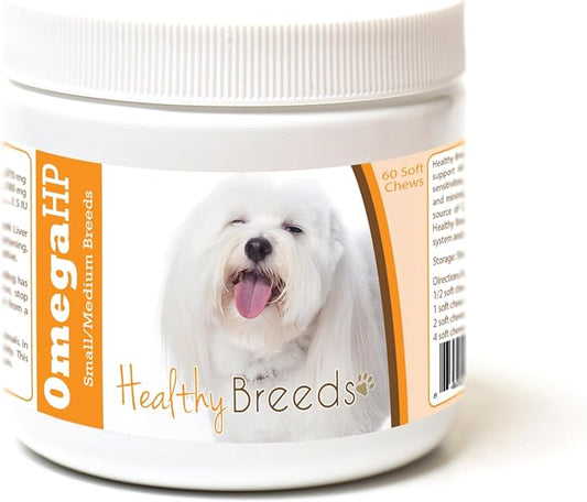 Healthy Breeds Coton de Tulear Omega HP Fatty Acid Skin and Coat Support Soft Chews 60 Count