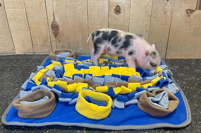 Piggy Poo and Crew Dichromatic Snuffle Foraging Mat for Dogs Perception of Color Enrichment Toy for Dogs Puppies Pigs Rabbits Cats Small Animals