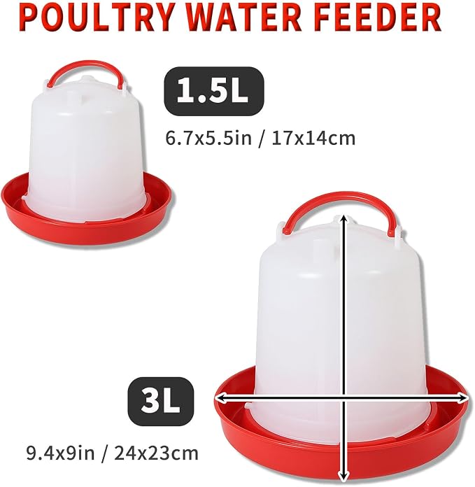 6 Pack 1.5L Gravity-Fed Chick Water for Brooder – Poultry Drinker | Water Dispenser for Baby Chicks, Ducks, Quail, Pigeons, and Backyard Coop Use