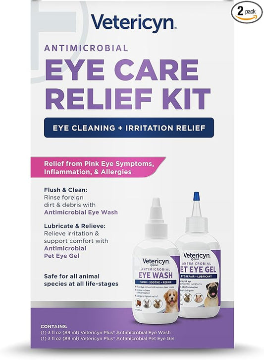 Vetericyn Pet Eye Care Kit | 2-Step Pet Eye Care Kit, Dog and Cat Eye Wash to Flush Irritated Eyes and Pet Eye Gel to Lubricate. Gentle and Safe for All Animals.