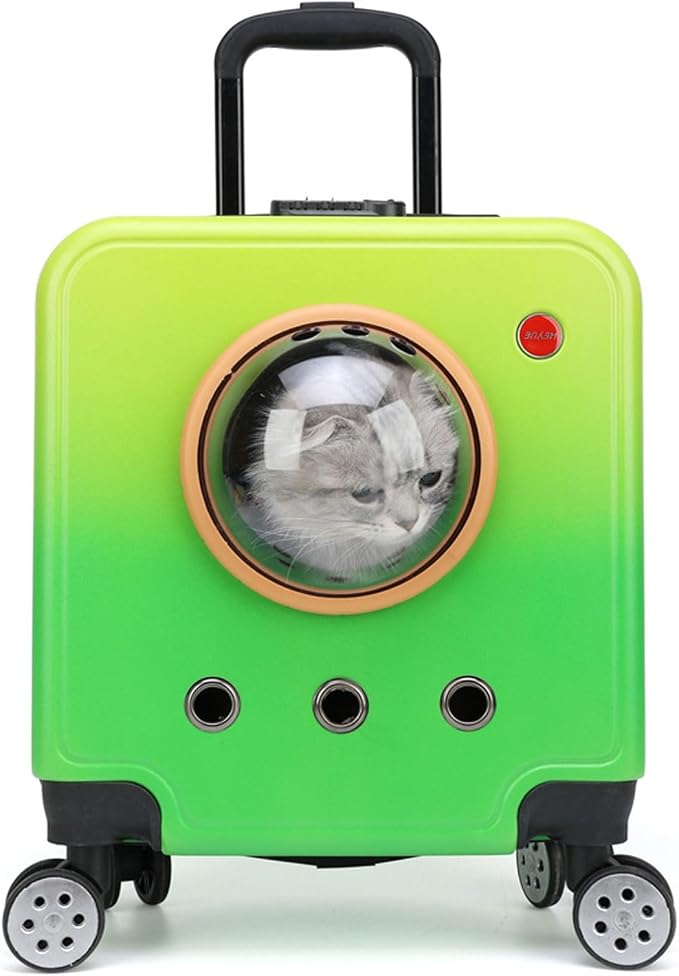 GAMAK Hard Sided Dog Carriers for Small Dogs with Wheels and Handle, Pet Travel Carriers for Dogs Puppies Rabbits Cats Great for Travel/Hiking/Outdoor Use (Color : Green)