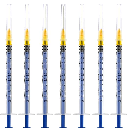 15 Pack 1ml 25Ga Plastic Syringe with Measurement for Scientific Labs and Industrial Dispensing, Disposable Individually Wrapped (15, 1ml 25Ga)