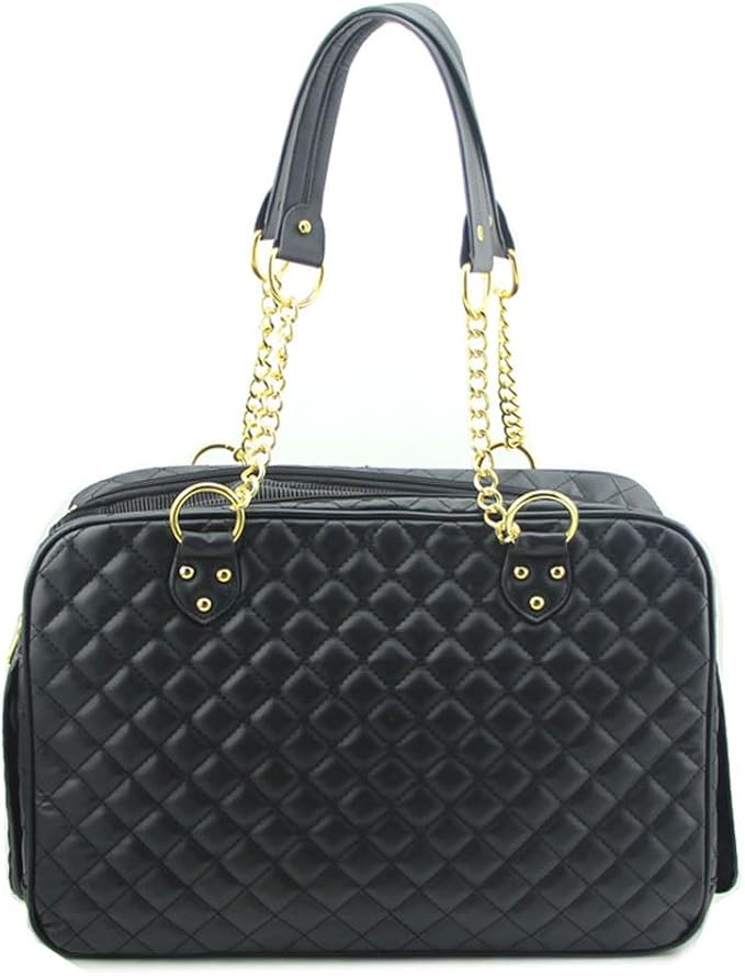 B-JOY New Dog Carrier Dog Handbag Dog Purse Pet Tote Bag Soft Sided Pet Carriers with Double Chain Handles Black