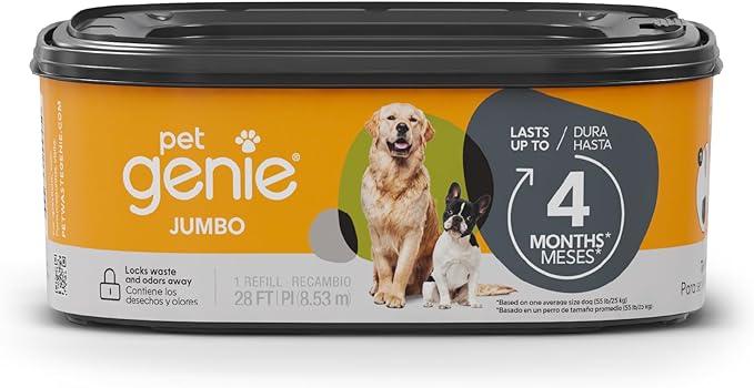 Pet Genie – Jumbo refill 1-pack – Up to 4 months of supply - Ultimate odor control dog poop bags