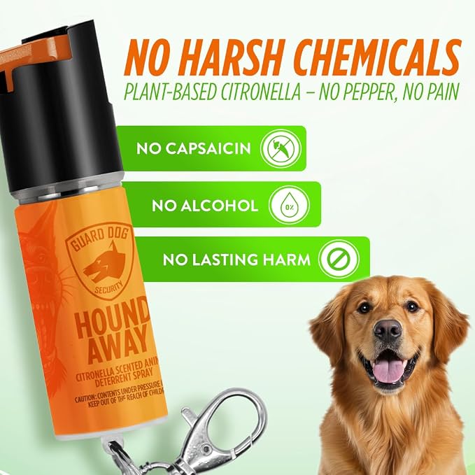 Citronella Dog Deterrent Spray, Dog Spray Self Defense, Training and Barking, Long-Range Dog Repellent, Portable Canister (0.5oz / 2oz)