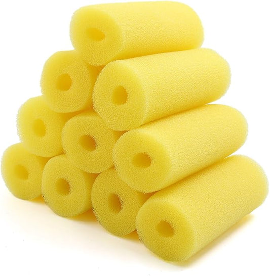 uxcell 10pcs Yellow 2.6inch Dia Cylinder Aquarium Pre-Filter Sponge Filter Cartridges