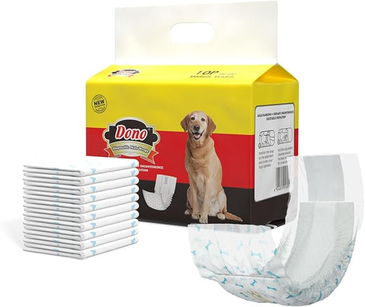 Dono Disposable Dog Diapers- 20pcs, Dog Wraps for Male Dogs with Wetness Indicator, Super Absorbent Doggy Diapers for Small Dogs