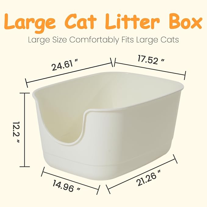 SpaceTime Extra Large Litter Box with High Sides,24.2" Lx16.3 Wx12.9 H XL Multi Cat Litter Pan for Kitty,Cat Boxes for Indoor Cats,Jumbo Litter Boxes for Big Cats,Anti-Splashing,Easy to Clean (Green)