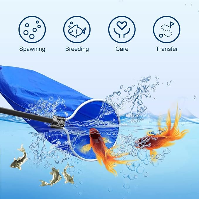 Koi Fish Tank Net, Semi-Permeable Fishing Soft Lightweight Mesh Basket Aquarium Netting Long Handle Large Koi Sock Net for Large Fish Eggs Safety, Isolating, Transfer