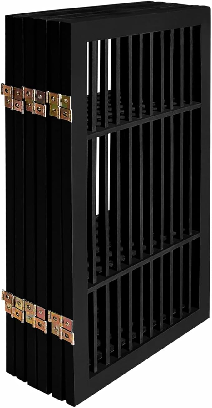 Urnporium Pet Dog Gate Freestanding, Strong Durable Folding Wooden Fence, Portable Acacia Hardwood Safety Barrier for Indoor & Outdoor Use (Black Pet Gate, 6 Panel 30" Tall)
