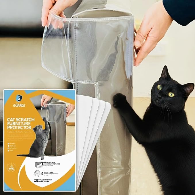Cat Scratch Furniture Protector for Couches, Couch Arm Covers, Anti-Scratch Furniture Protector for Leather Couch, Cat Deterrent, Sofa Arm Covers, Couch Corner Protector - Model 1b