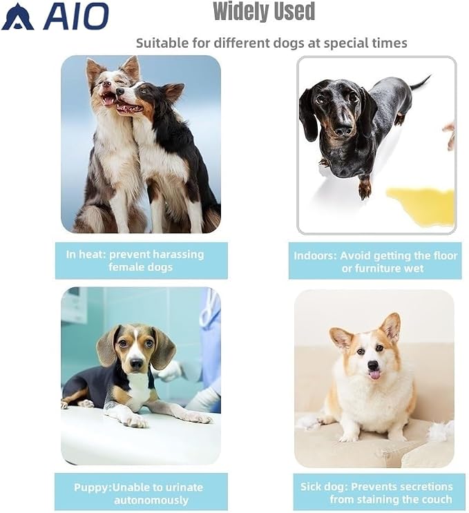 AIO Male Belly Bands for Dogs - Dog Diapers Male -Belly Bands for Male Dogs- High Absorbing Dog Wraps Washable - Reusable Large Doggy Doggie Puppy Dog Diapers