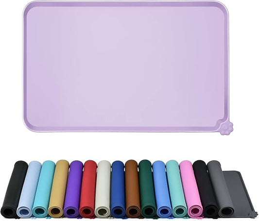 Reopet Silicone Pet Feeding Mat - Waterproof & Non-Slip Dog Cat Placemat | High Raised Edges Prevent Food & Water Spills to Protect Floors, Easy to Clean, Fit for Dog Cat Bowls
