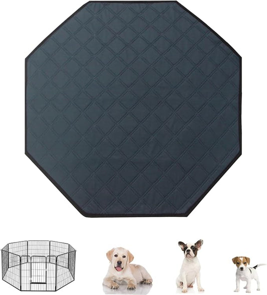 Dog Playpen Mat, Washable Pee Pad for Octagon Puppy Whelping Pading Leakproof Potty Training Pad Liner for Crate Kennel Indoor (Dark Grey, Octagon-XL-24'*60'( Wide*Diameter))