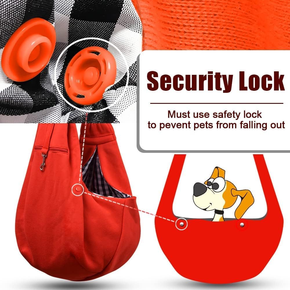 Tomkas Small Dog Sling Carrier - Zipper Pocket & Classic Strap - for 3-10 lbs Pets(Red)