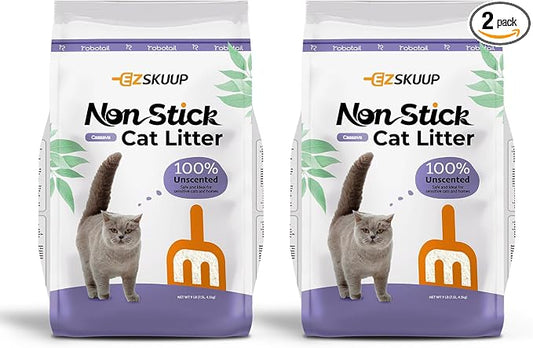 Premium Cat Litter, Non-Stick Strong Clumping Cat Litter, 100% Natural Cassava Kitty Litter, Multi-Cat/Unscented Dust-Free/Odor Control/Ultra Absorbent/Less Scattering - 18 lbs - 2 Pack