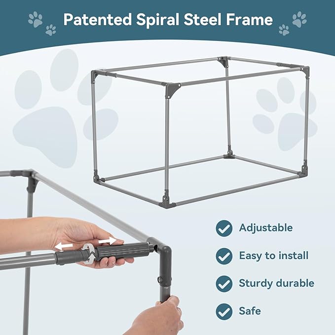 PETSFIT 26" Soft Portable Dog Crate – Patented Spiral Sturdy Frame, Collapsible Travel Kennel for Small Dogs, 3 Mesh Door, Lockable Zippers, Indoor & Car Use Red