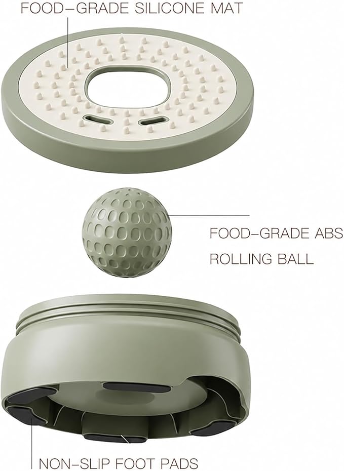 Slow Feeder Dog Bowls for Liquid Treat, Entertained Ball-in, Dog Lick Bowl, Pup Lick Toy for Large Medium Small Breeds Dietary Supplement/Post-op Nutrition (Grass Green)