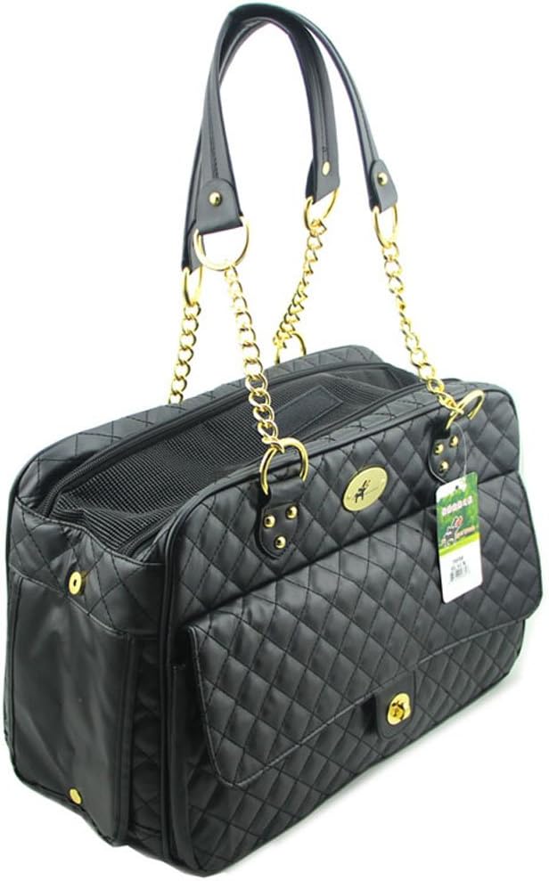 B-JOY New Dog Carrier Dog Handbag Dog Purse Pet Tote Bag Soft Sided Pet Carriers with Double Chain Handles Black