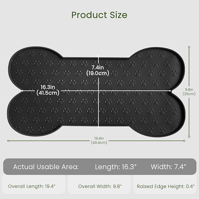 PWTAA Dog Food Mat Anti-Slip Silicone Dog Bowl Mat Thicker Pet Placemat Waterproof Cat Feeder Pad with Raised Edge Puppy Kitten Feeding Mats Suitable Small Medium-Sized Dogs Cats Eating Tray
