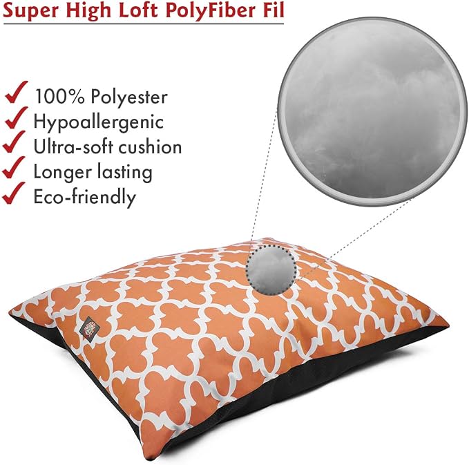 Majestic Pet Rectangle Large Comfy Non Slip Dog Crate Bed - Washable - Super Value Pillow - Dog Kennel - Large Breed 46 x 35 Inch - Trellis Orange