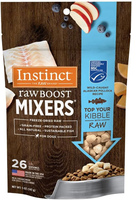 Instinct Raw Boost Mixers, Freeze Dried Dog Food Topper, Grain Free - Wild Caught Pollock, 5 oz. Bag