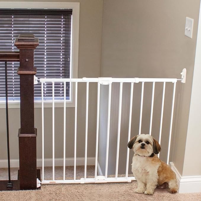 MYPET ClearPath Wide Staircase & Hallway Pet Gate: 28.7"-47.9" Wide Hardware Mounted Top of Stairs Gate with Safety Latch; 31" Tall, White