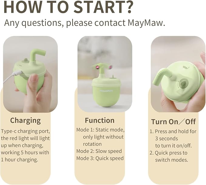 MayMaw Automatic Cat Laser Toy - 360° Self-Balancing Laser with 3 Adjustable Speeds & USB Rechargeable Interactive Toy for Bored Indoor Cats (Green)
