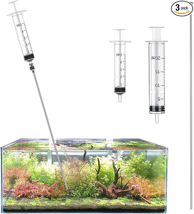 LINLAN 11.8-in Stainless Steel Aquarium Plant Fertilizer Injector Kit - Includes a Stainless Steel Long Needle and Two Syringes (5 ml + 20 ml) for use with Aquatic Plants.