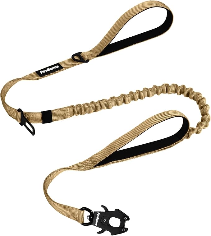 PetBonus Heavy Duty Tactical Dog Leash and 2-Pack Large Silicone Collapsible Dog Bowls
