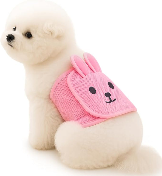 3PC Cute Belly Bands for Male Dogs with 3D Ears, Washable Reusable Dog Diaper, Breathable Mesh Wrap for Training & Incontinence, Adjustable Comfort Fit（Pink-XS）