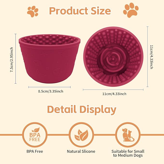 Dog Lick Bowl,Anxiety Relief Non-Slip Silicone Treat Bowl,Durable Anti-Choking Long-Lasting Enrichment Slow Feeder Licking Mat for Small Medium Large Breed,Freezable BPA Free Silicone Dishwasher Safe