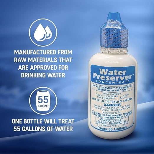 Water Preserver for 55 Gallon Water Tank - Purifies Water for Drinking for 5 Years - Ideal for Emergency Water Storage or Rain Collection - Survival Kit, Earthquake, Hurricane, Emergency Water-2 Pack