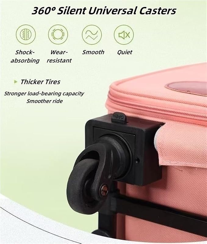 2-in-1 Soft-Sided Pet Travel Bag, Rolling Cat Carrier with Wheels, Large Pet Trolley, Mobile Pet Cage for Small and Medium Dogs and Cats(Green) (Pink)