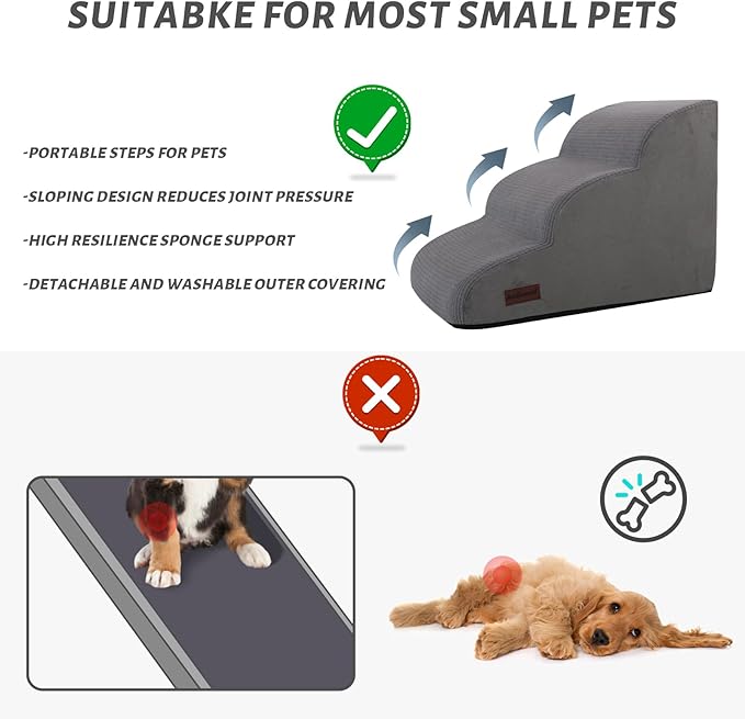 3 Step Pet Stairs & Dog Bed Large Size Dog