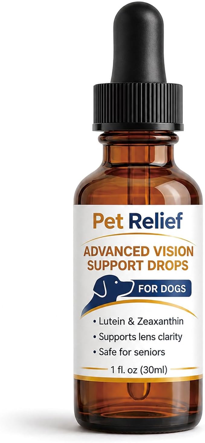 Pet Relief Advanced Vision, Gentle Daily Eye Support Drops for Dogs, Helps Maintain Clear & Comfortable Eyes, Clears Debris, Reduces Cloudiness, Easy Dropper Bottle