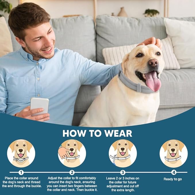 Flea Collars for Dogs, Flea & Tick Collar for Dogs, Tick Collar for Large Dogs, Comfort Fit for Sturdy Dog Tick Collar, Adjustable 8 Months Prevention-Pack of 2