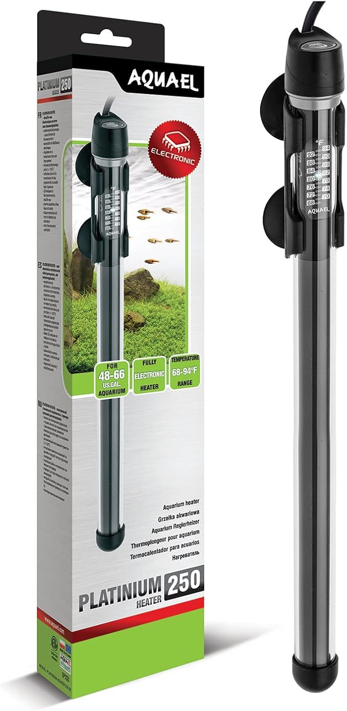 Aquael Platinium Aquarium Heater for Freshwater & Saltwater Aquariums - 250 Watt, 48-66 Gallons