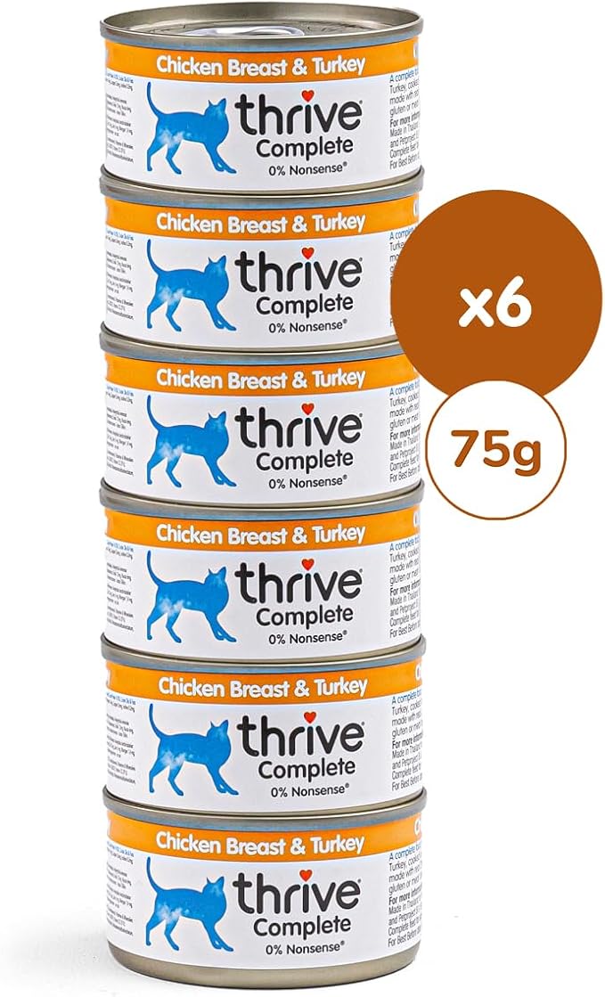thrive Complete 100% Natural Multiple Flavors Food for Cats (6 Packs, Chicken and Turkey)