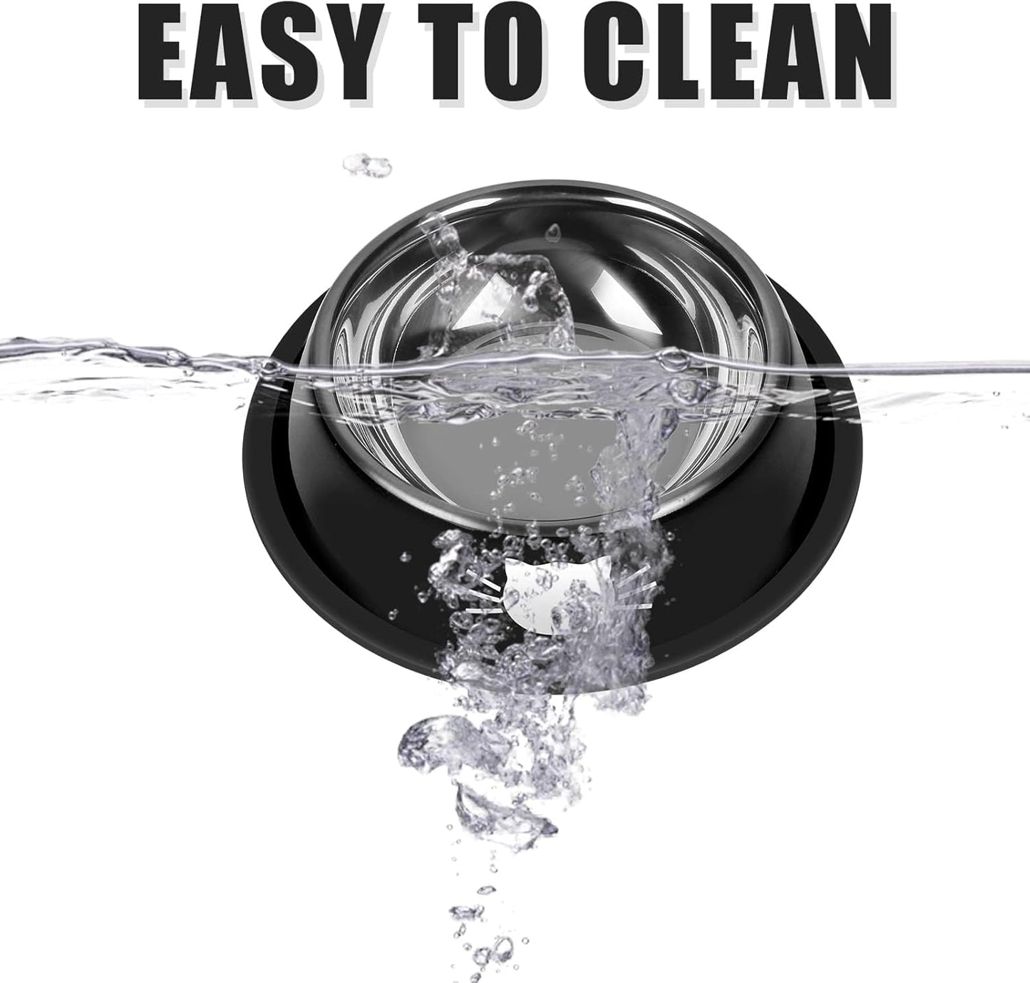 2 Pcs Non-Slip Stainless Steel Small Cat Food Bowls - Unbreakable, Thicken 13 Oz Cat Dishes - Indoor, Removable Rubber Base, Easily Clean, Lovely Color