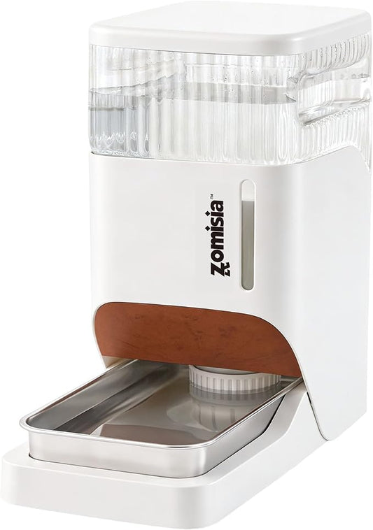 ZOMISIA Automatic Dog Water Dispenser 8L with Stainless Steel Bowl, Gravity Large Capacity Water Bowl for Dogs, 2 Gallon Pet Waterer 100% BPA Free, White