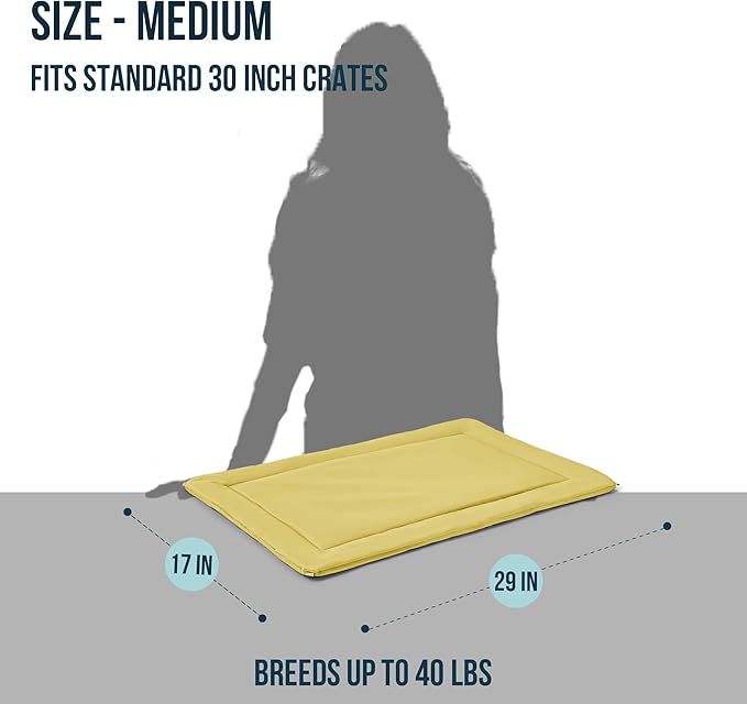 PELZIN Cybarmour 2.0 Chew Proof Dog Crate Pad - Outdoor Chew Resistant Dog Bed with Corner Anchor - Machine Washable - Water & Dirt-Resistant - Medium Breeds & Fits 30-Inch Crate - 29"x17", Moonstone