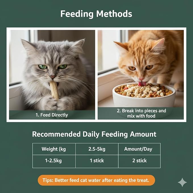 Freeze-Dried Cat Dental Treats Chicken Flavor, 100g Cat Chew Sticks to Freshen Breath & Control Tartar, Dental Care Snacks for Adult Cats & Kittens