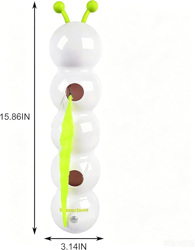 AFP Interactive Cat Toy, Automatic Furry Tail Teaser Toy with Motion Sensor, Electric Cat Toy, USB Rechargeable, Self Play Cat Feather Toy for Indoor Cats, Suction Cup for Stable Play, 1 Replacement