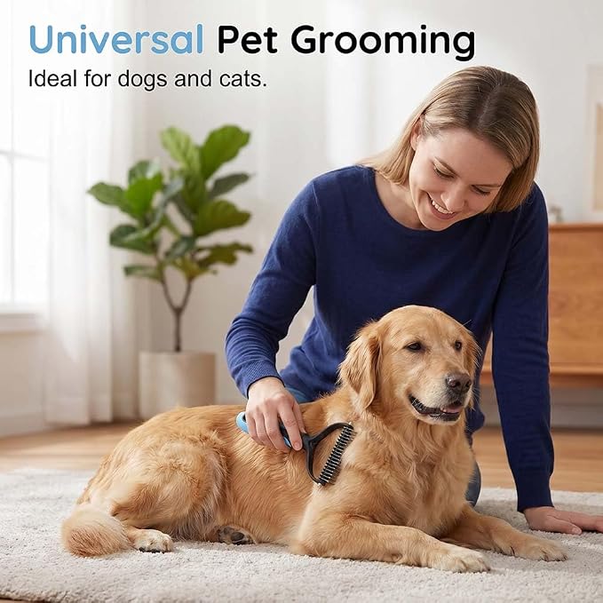 2026 Upgrade Double Sided Pet Grooming Brush, Dual Sided Pet Grooming Comb, Double Teeth, Silky Smooth, Convenient and Efficient for Dogs, Cats, Shedding, Bathing, and Daily Grooming (2PCS-Grey)